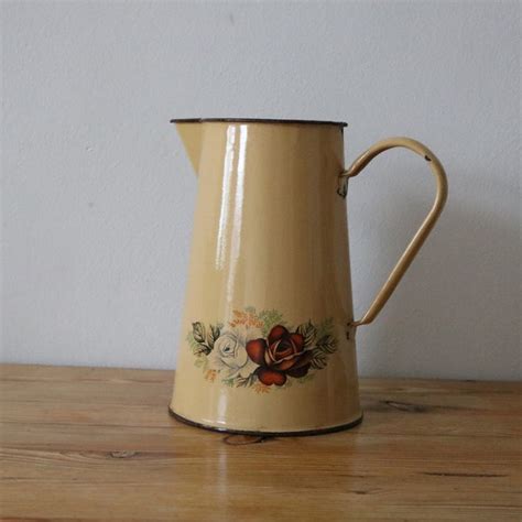 French Enamel Pitcher Etsy