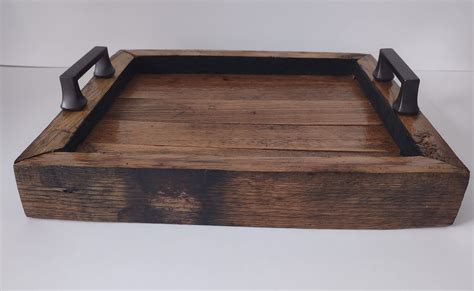 Whiskey Barrel Serving Tray Wooden Serving Tray Bourbon Etsy