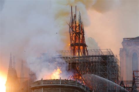 Our Lady Of Paris Is In Flames Notre Dames Spire And Ceiling