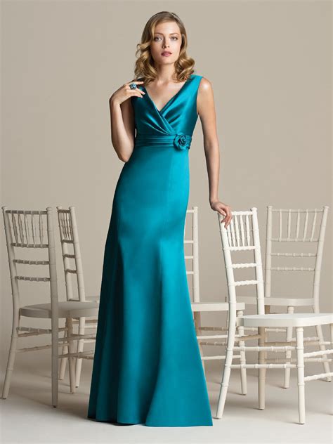 Teal A Line V Neck And Sleeveless Zipper Floor Length Satin Prom