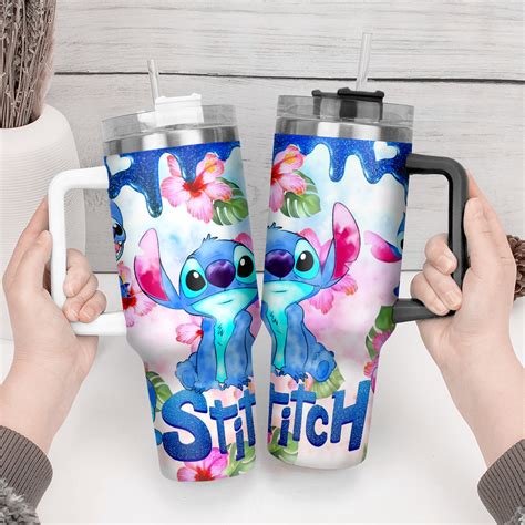 Lilo And Stitch Cartoon Custom Stanley Quencher 40oz Stainless Steel