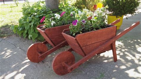 Diy Wooden Wheelbarrows In The Garden Youtube