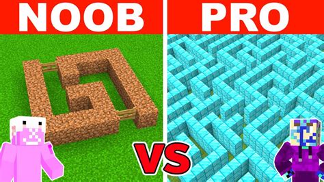 NOOB Vs PRO GIANT MINECRAFT MAZE BUILD CHALLENGE YouTube