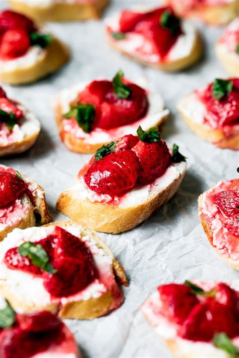 Roasted Strawberry Basil And Goat Cheese Crostini From Love Real Food