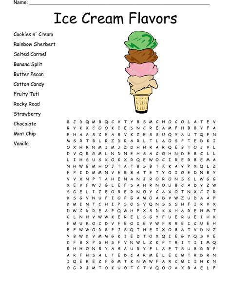 Ice Cream Word Search Printable Word Search Maker