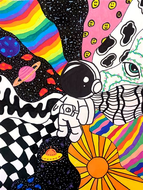 How To Make a Trippy Astronaut - the cozy art teacher blog