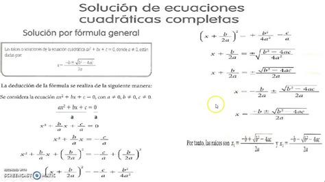 SoluciÓn De Ecuaciones CuadrÁticas Completas Por FÓrmula General