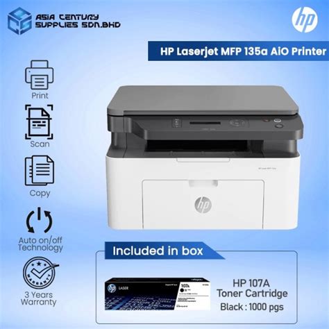 Hp Laserjet Multi Function Printer Mfp 135a 135w Wireless Print Scan Copy Toner