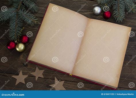 Christmas Decorations And An Open Book Stock Photo Image Of Color