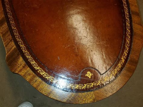 Vintage Mahogany Leather Top Coffee Table Beautiful Table W Inlay