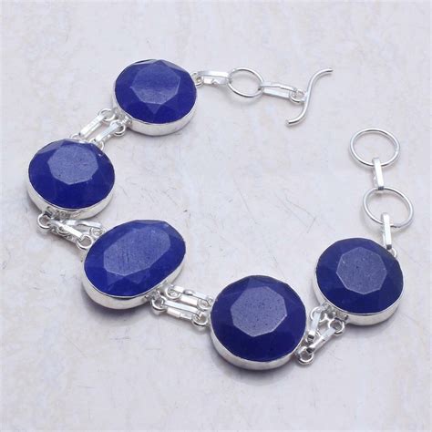 Blue Sapphire Sterling Silver Bracelet - Palmy Bird