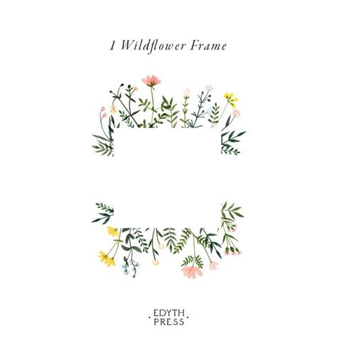 Floral Frame Border Watercolor Wildflower Clipart Flower Frame