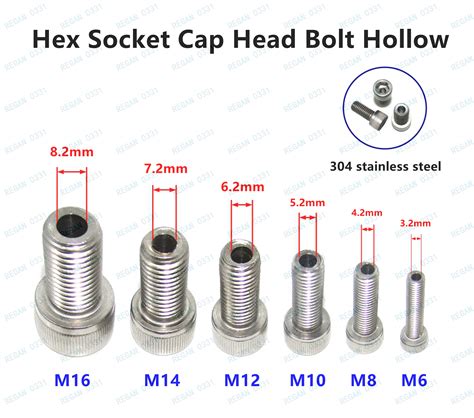 M6 M8 M10 M12 M14 M16 Hex Socket Cap Head Hollow Screws Bolt With Nuts