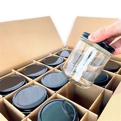 16 Oz Straight Sided Glass Tall Jar 12 Pack Shipping Box Flush Packaging