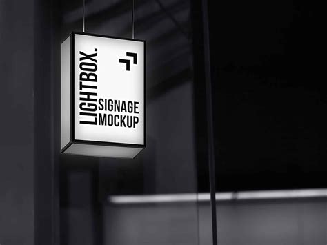 Free Hanging Lightbox Signage Mockup Psd