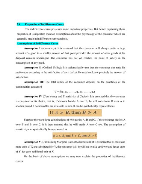 Properties Of Indifference Curve