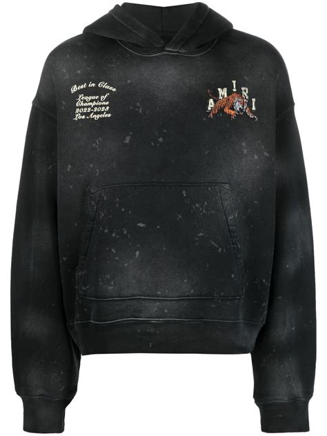 Amiri Vintage Tiger Varsity Hoodie In Black Modesens