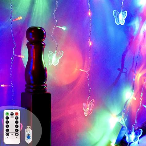 LNKOO Butterfly Curtain Fairy Lights USB Plug In 8 Modes 120 LED 14 8FT