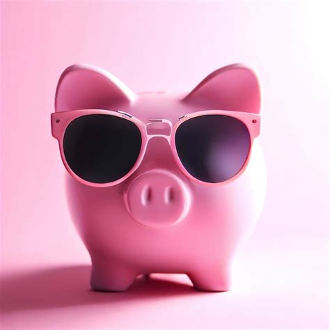 Premium Ai Image Pink Piggy Bank With Sunglasses