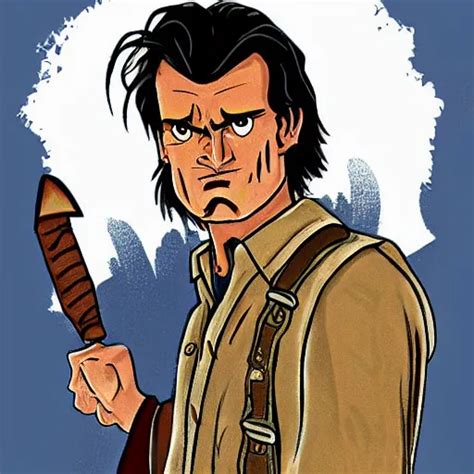 Ash Williams From Army Of Darkness In The Style Of Stable Diffusion