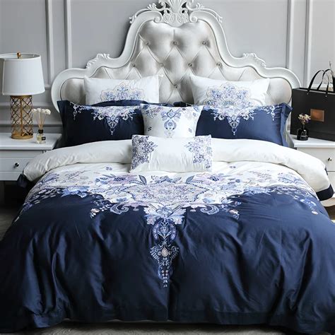 White S Egyptian Cotton Luxury Embroidery Royal Bedding Set King