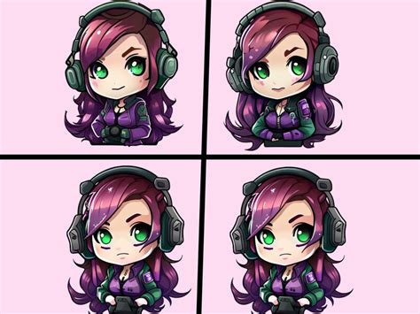 Cute Chibi Kawaii Gamer Girl Twitch Discord Mixer Youtube Emotes/kawai ...