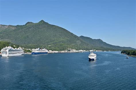 Luxury Cruise Ships Docked In Ketchikan Alaska Editorial Photography