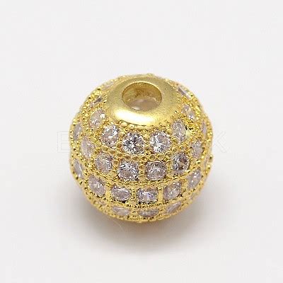 CZ Brass Micro Pave Cubic Zirconia Round Beads Beadpark