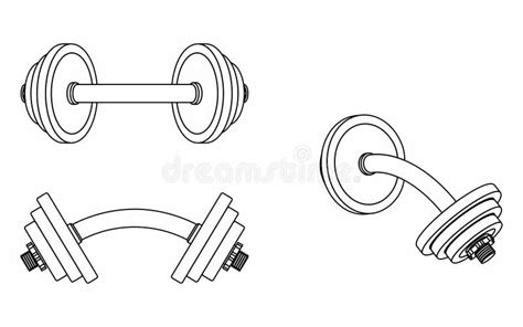 Dumbbell Curved Different Outline Like A Brushstrokes Stock Vector