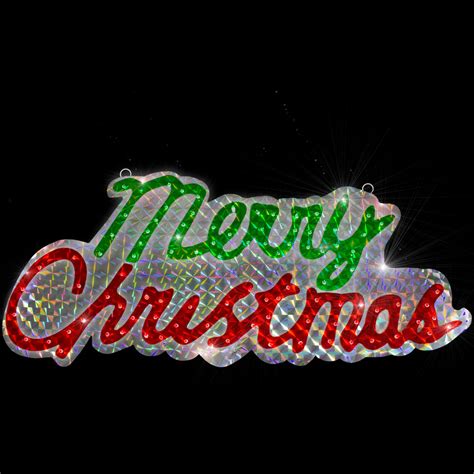 45.5-Inch Lighted Holographic Merry Christmas Sign Outdoor Decoration ...