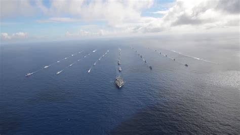 Aerial Video Of Fleet Of Warships During Stock Footage SBV-301890174 ...