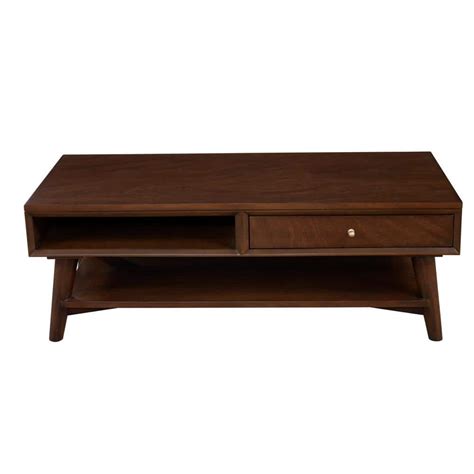 Alpine Furniture Flynn 48 In Rectangle Wood Top Acorn Coffee Table 966