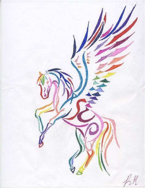 Rainbow Tribal Pegasus By Darkfriesiannight Pegasus Drawing Pegasus