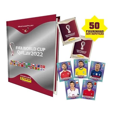 Álbum Capa Dura Prata 50 Figurinhas Sem Repetição Copa do Mundo