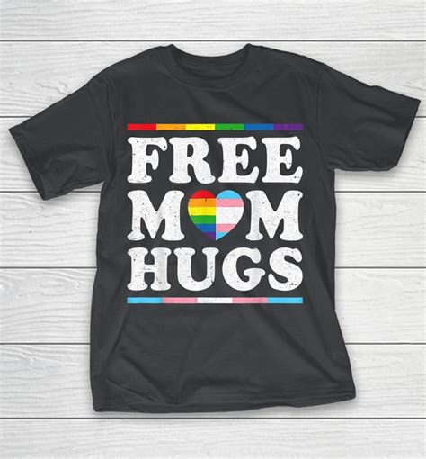 Free Mom Hugs Rainbow Heart Lgbt Pride Month Shirts Woopytee