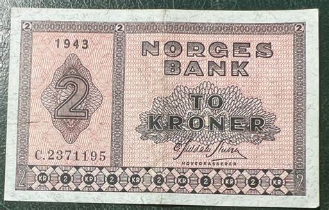 NORGE 2 KRONER 1943 C Kv 1 01 Katalogpris 825kr FINN Torget