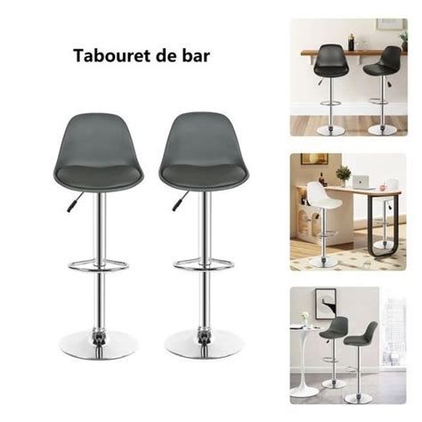 Lot De 4 Tabouret De Bar Avec Dossier Et Repos Pieds Willonin Chaise