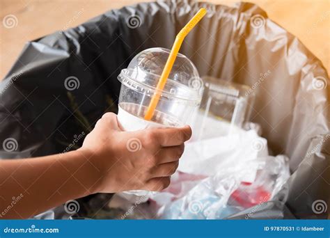 Female Hand Putting Trash Stock Image Image Of Green 97870531