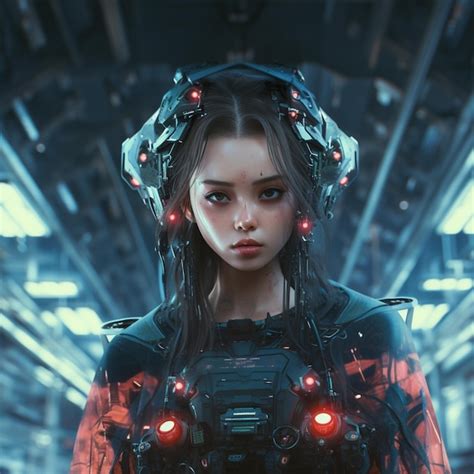 Premium Ai Image There Is A Woman With A Futuristic Headpiece And A Camera Generative Ai