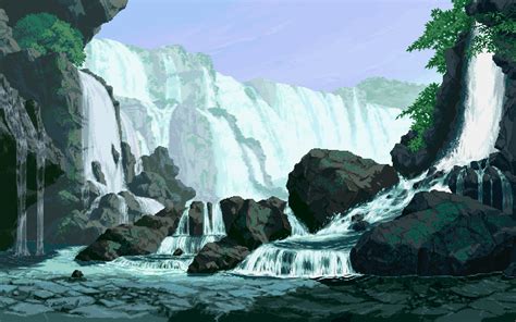 pixel art waterfall wallpaper - Coolwallpapers.me!