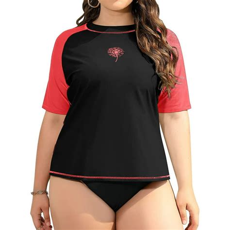 Women Plus Size Rash Guard Short Sleeve Rashguard Upf 50 Swimming Shirt Walmartca