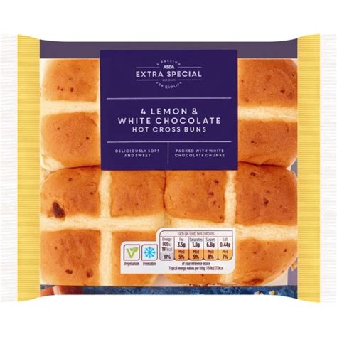 Asda Extra Special Lemon White Chocolate Hot Cross Buns