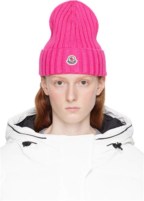 Moncler Pink Logo Beanie SSENSE Canada