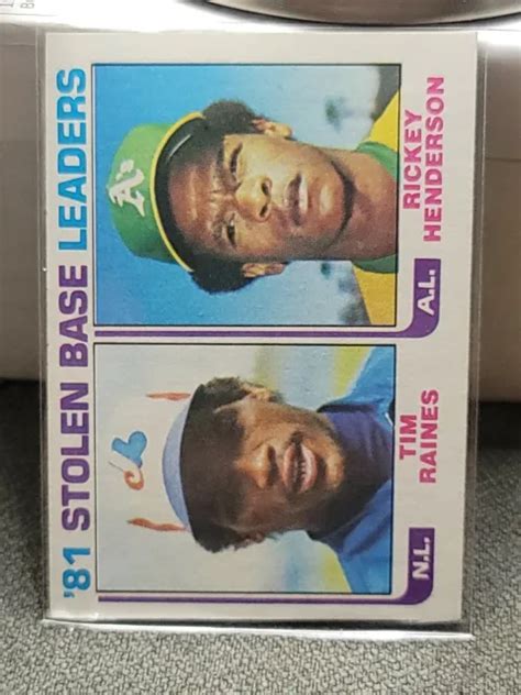 LEADERS DE BASE volés Rickey Henderson Tim Raines 1982 Topps 81 EUR