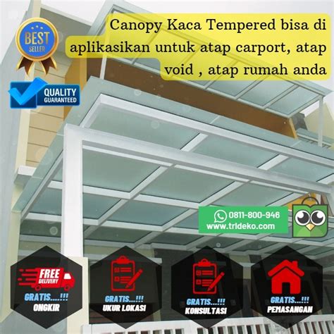 Jual Kanopi Kaca Tempered Sandblast 10 Mm Rangka WF 150 Hollow 50 X 100