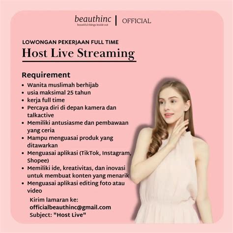 Lowongan Kerja Desember Host Live Streaming Beauthinc Di Solo