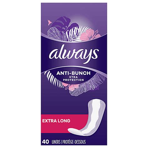 Always Liners, Extra Long, Anti-Bunch, Xtra Protection 40 ea | Pantiliners | Festival Foods Shopping