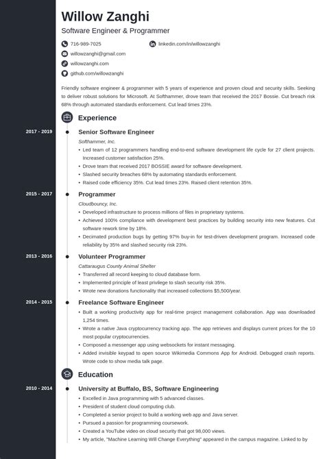 Chronological Resume Format Templates Examples