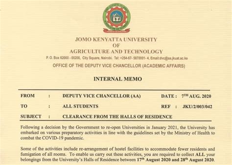 Jomo Kenyatta University Message To All Students