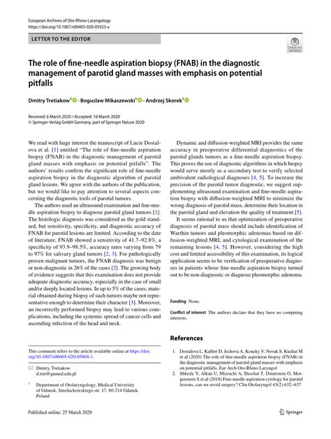 PDF The Role Of Fineneedle Aspiration Biopsy FNAB In The